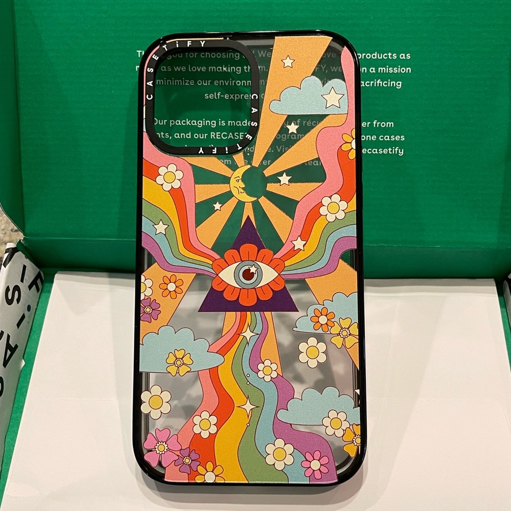 NIB CASETiFY iPhone 13 Pro Max Case Impact Shockproof Retro Hippie Boho Rainbow